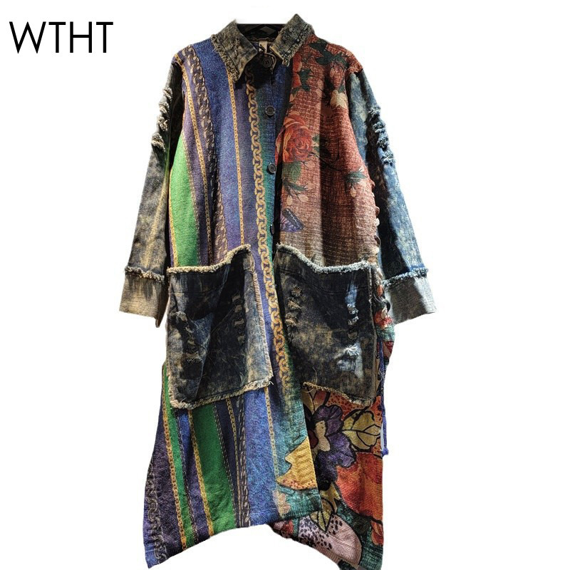 Sewing Jackets - WTHT Moda Trendy kadın Eklenmiş Çizgili