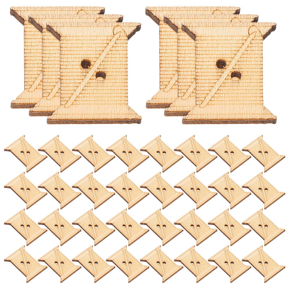Bobbin Organizer Box - 100 Adet Ahşap Nakış İpliği Bobinleri