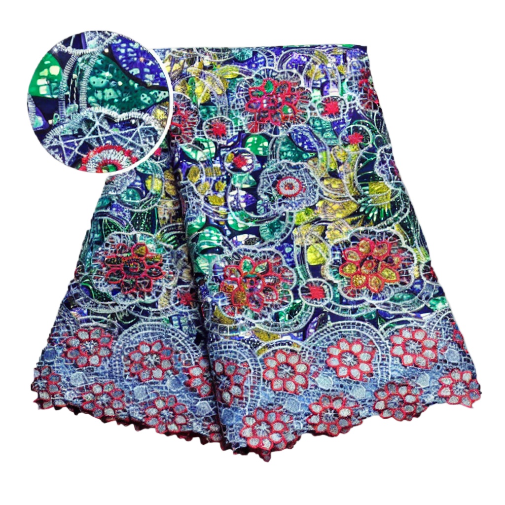 Sewing Batik Fabric - %100 Pamuklu Afrika Simli Balmumu Dantel