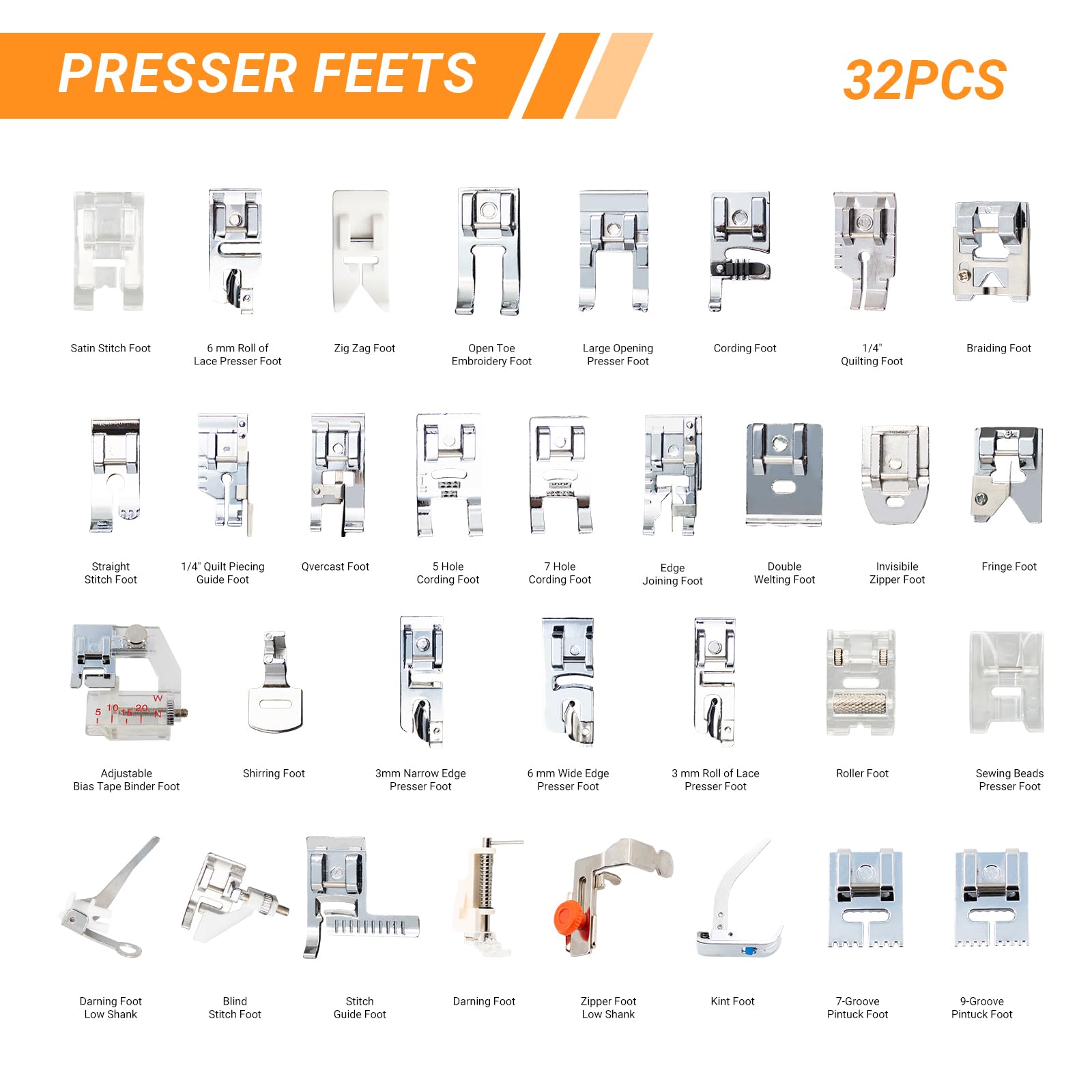 Zipper Foot Presser - 32'si 1 Arada Çok Fonksiyonlu Dikiş