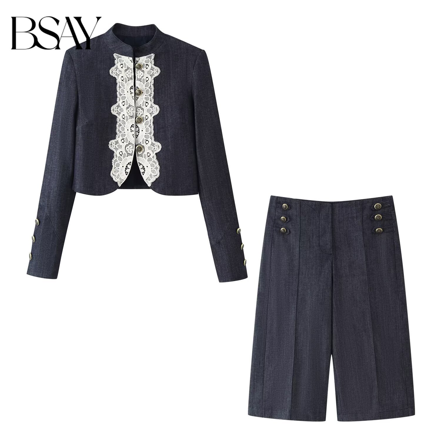 Sewing Jackets - BSAY 2026 Kadın Zarif Mandarin Yaka